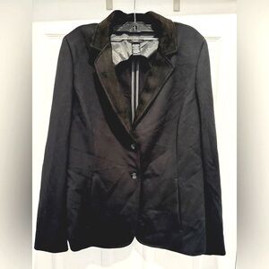 Olsen Europe black blazer faux suede neckline buttons office party cocktail US12